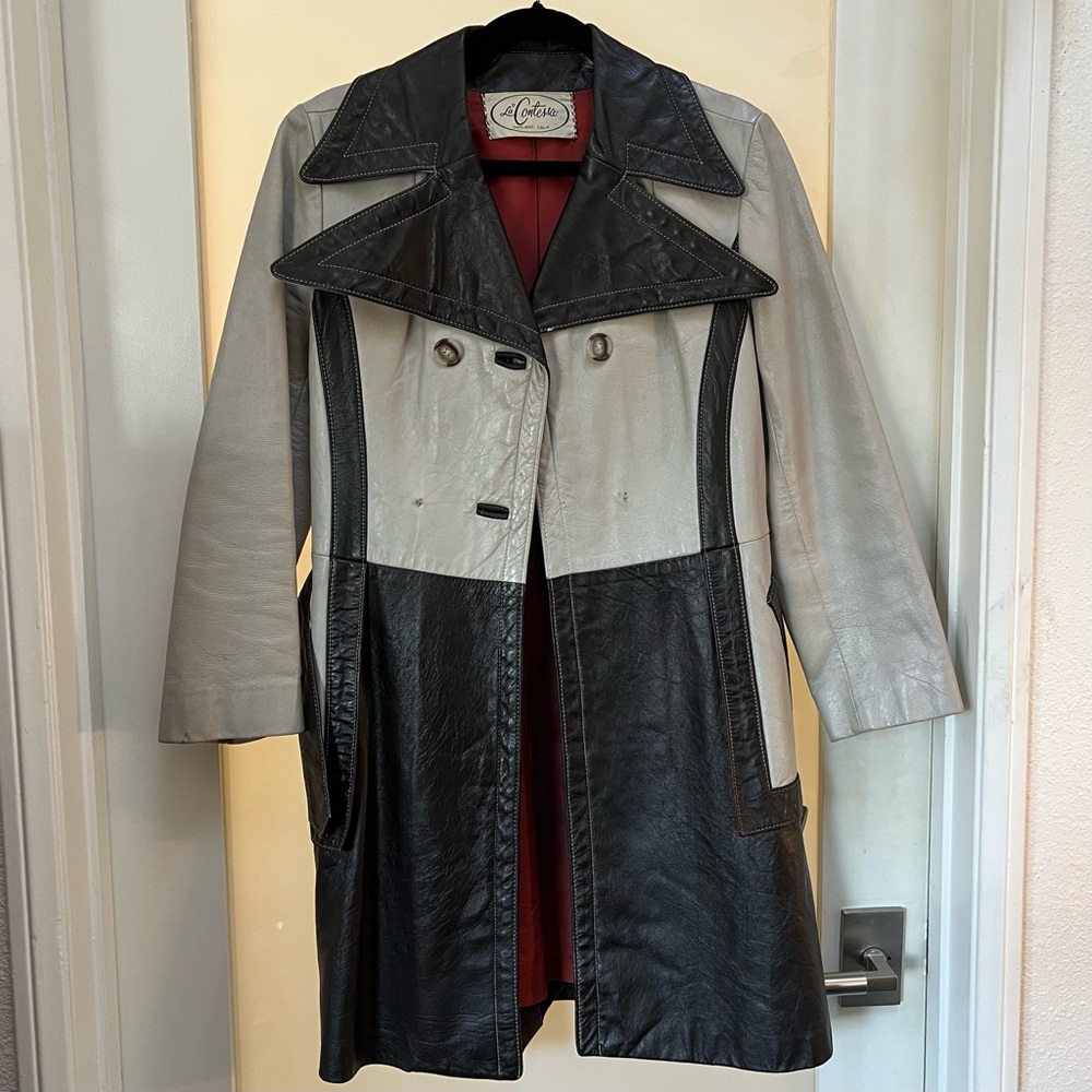 Vintage Two-Tone Leather Duster Jacket